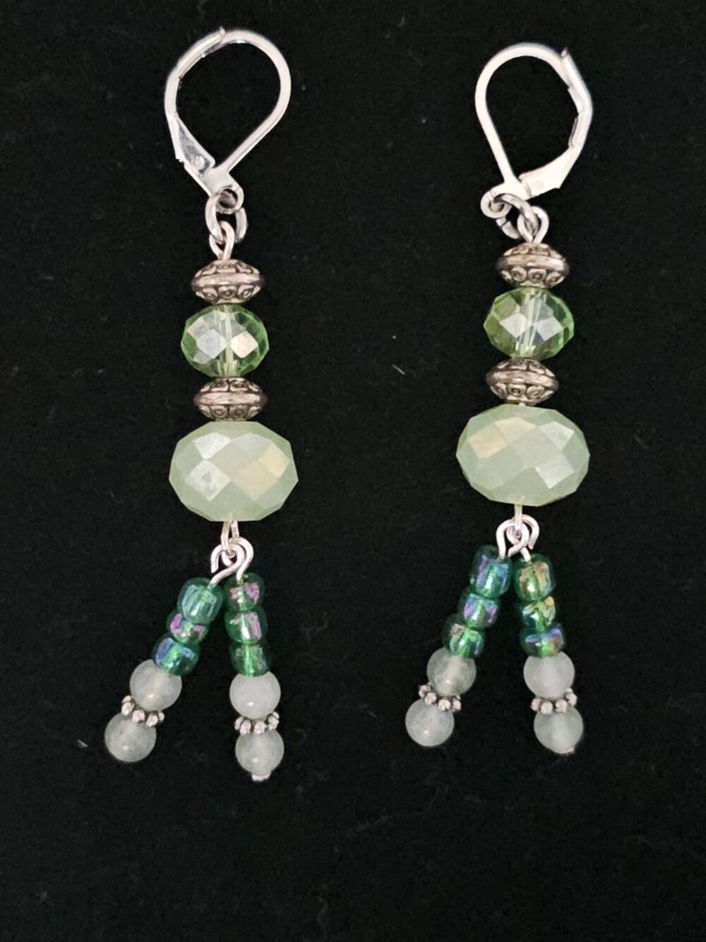 JB Originals - "Tideborn" - Vintage Green Jade & Glass Necklace Earrings Set - Picture 15 of 15